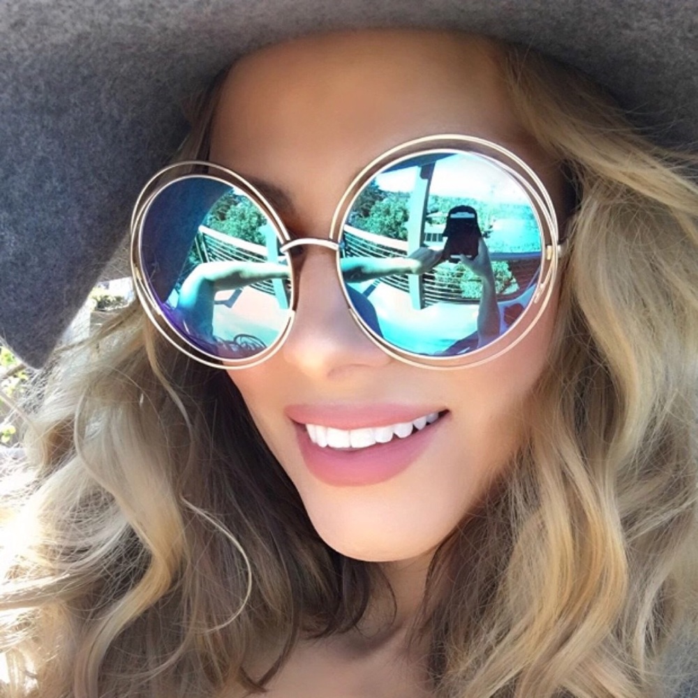 Oversized Mirrored Double Wire Frame Halo Sunnies - Picture 2 of 4